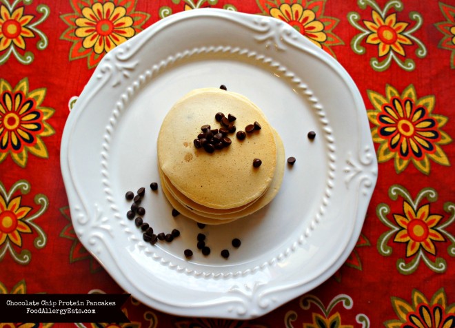 Chocolate Chip Protein Pancakes from FoodAllergyEats.com