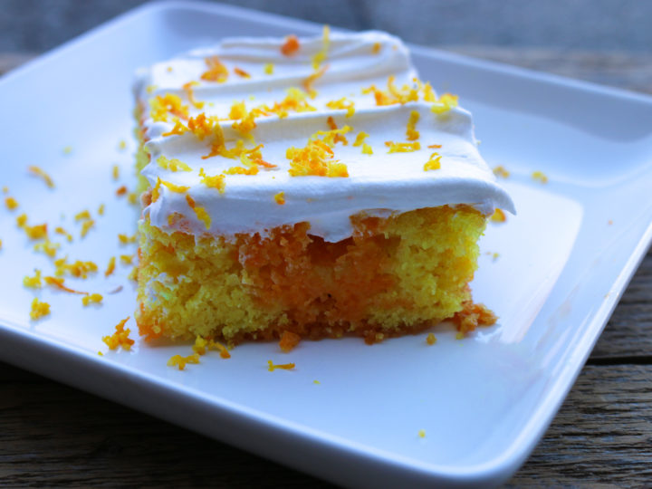 Allergy Friendly Creamsicle Poke Cake